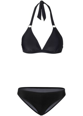 Neckholder Bikini (2-tlg. Set) aus recyceltem Polyamid in schwarz von vorne - bpc bonprix collection