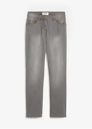 Straight Jeans High Waist, Stretch in grau von vorne - bonprix
