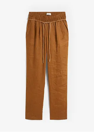 Schlupfhose aus reinem Leinen in braun von vorne - bonprix