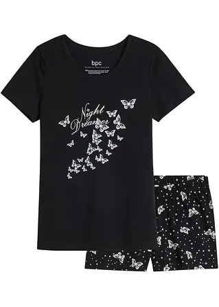 Shorty aus reiner Baumwolle in schwarz von vorne - bonprix