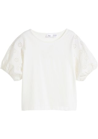 Mädchen Jerseyshirt mit Bio-Baumwolle in weiß von vorne - bpc bonprix collection