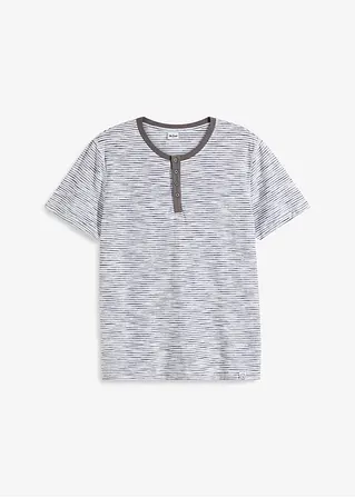 Henleyshirt, aus reiner Baumwolle, Kurzarm in grau von vorne - bonprix