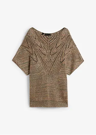 Ajourpullover mit bunten Pailletten in grün von vorne - bonprix