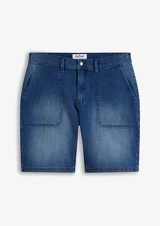 Stretch-Jeans-Bermuda, Relaxed Fit in blau von vorne - John Baner JEANSWEAR
