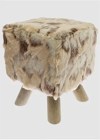Fell Hocker eckig in braun von vorne - bpc living bonprix collection