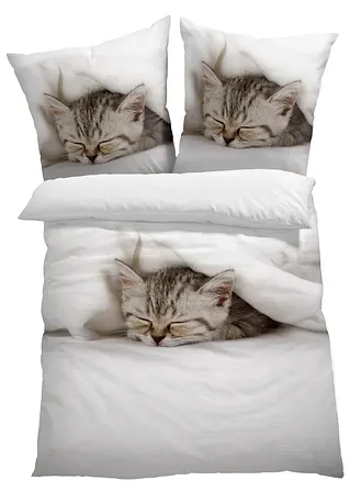 Wendebettwäsche mit Katze in weiß - bpc living bonprix collection