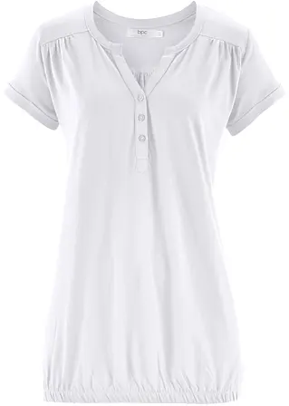 Baumwoll-Shirt, Kurzarm in weiß von vorne - bonprix