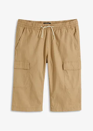 Schlupf-Cargo-Bermuda mit Leinen, Regular Fit in beige von vorne - bonprix