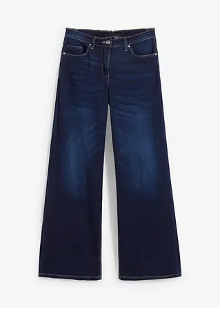 Wide Leg Jeans Mid Waist, Culotte in blau von vorne - bonprix
