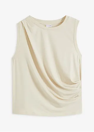 Shirt mit Drapierung in beige von vorne - bonprix