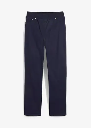 Straight Jeans, Mid Waist, Rippbund in blau von vorne - bonprix