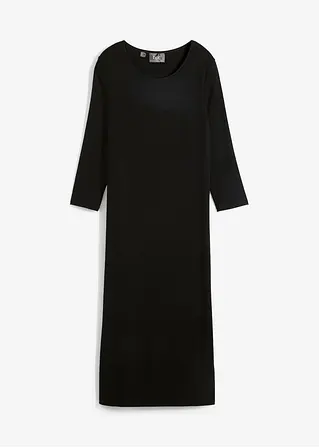 Shirt-Kleid mit 3/4-Ärmeln in schwarz von vorne - bonprix