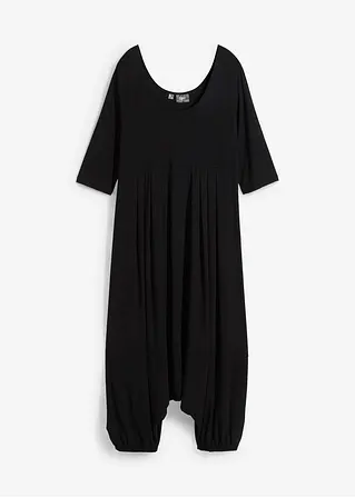 Jumpsuit mit Haremshose, Halbarm in schwarz von vorne - bonprix