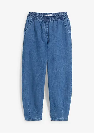 Mom Jeans, High Waist, Bequembund in blau von vorne - bonprix