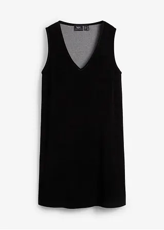 Frottee-Kleid in A-Linie in schwarz von vorne - bonprix