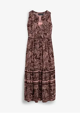 Maxi Web-Kleid mit Bordürendruck in braun von vorne - bpc bonprix collection