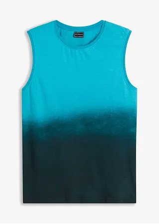 Muskel-Shirt aus reiner Bio-Baumwolle, Slim Fit in blau von vorne - bonprix