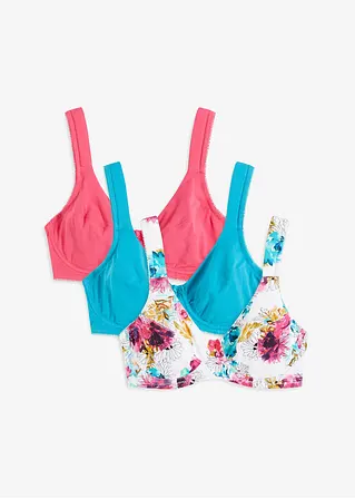 BH mit Bügel mit Bio-Baumwolle (3er Pack) in pink von vorne - bonprix
