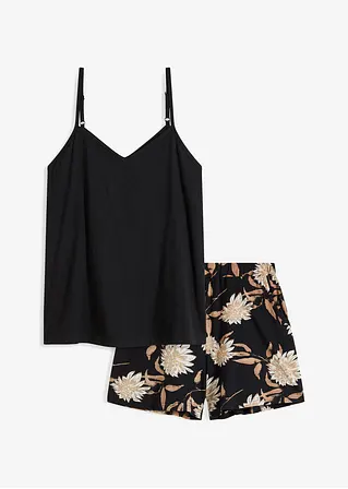 Shorty mit Spaghettiträgern in schwarz von vorne - bonprix