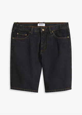 Jeans-Bermuda mit seitlichem Dehnbund, Classic Fit in schwarz von vorne - bonprix