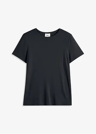 T-Shirt aus fließender Viskose in schwarz von vorne - bonprix