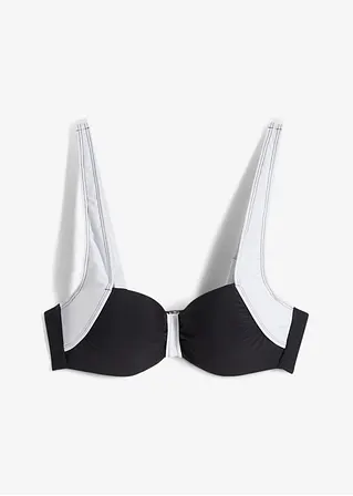 Balconette Bikini Oberteil aus recyceltem Polyamid in schwarz von vorne - bpc selection