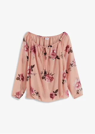 Bluse mit Tunnelzug in rosa von vorne - bonprix