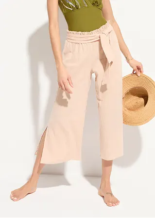Strand Musselin 3/4-Hose in beige von vorne - bonprix