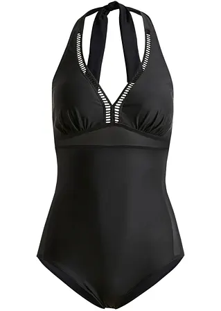 Shape Badeanzug leichte Formkraft in schwarz von vorne - bpc selection