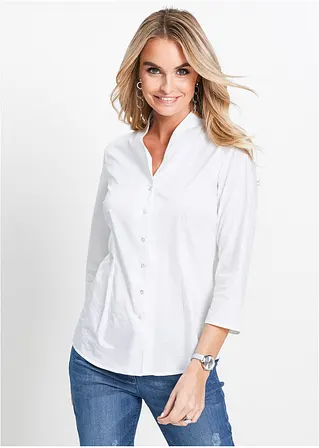 Bluse mit Stehkragen in weiß von vorne (im Anschnitt) - bonprix