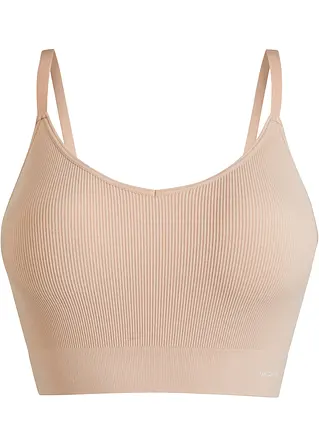 Feel Comfort Seamless Bustier gerippt in beige von vorne - bonprix