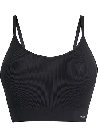 Feel Comfort Seamless Bustier gerippt in schwarz von vorne - bonprix