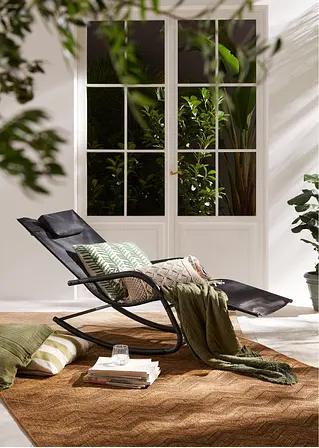 Gartenschaukelstuhl in schwarz von vorne - bpc living bonprix collection