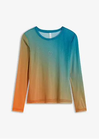 Mesh Shirt mit Ombré Effekt in orange von vorne - RAINBOW