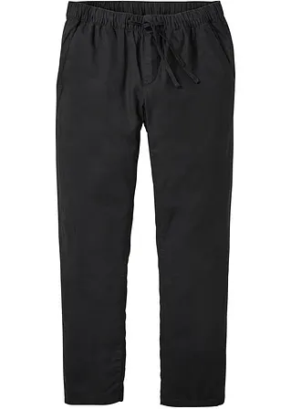 Regular Fit Chino-Schlupfhose mit Leinenanteil, Straight in schwarz von vorne - bonprix