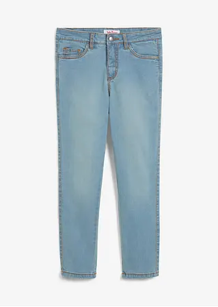 Skinny Shaping Jeans Mid Waist, cropped in blau von vorne - John Baner JEANSWEAR