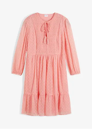 Chiffon-Kleid mit Struktur in rosa von vorne - bonprix