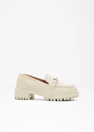 Chunky Loafer in beige von vorne - bonprix