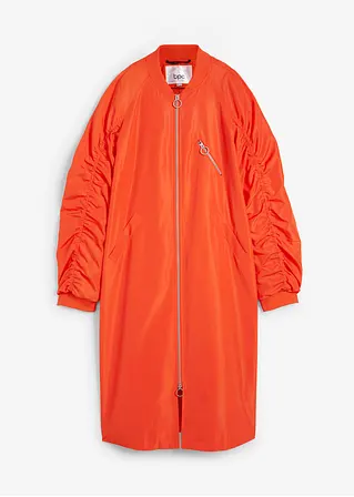 Blouson-Mantel mit Strickkragen in orange von vorne - bonprix