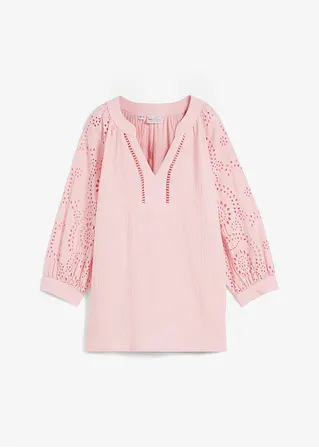 Tunika aus luftigem Musselin in rosa von vorne - bonprix