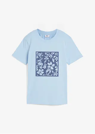 T-Shirt mit Blumendruck in blau von vorne - bonprix