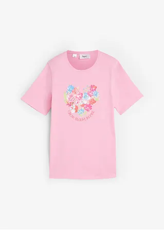 T-Shirt mit Druck vorne aus Bio-Baumwolle in rosa von vorne - bpc bonprix collection