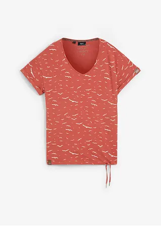 Bedrucktes T-Shirt mit Bindeband in rot von vorne - bonprix