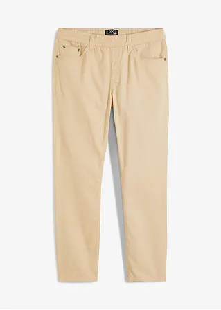 Regular Fit Schlupfhose aus reiner Baumwolle, Straight in beige von vorne - bonprix