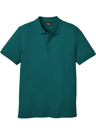 Pique-Poloshirt, Kurzarm in petrol von vorne - bonprix