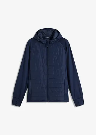 Hybrid-Steppjacke mit Kapuze in blau von vorne - bpc bonprix collection