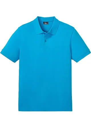 Pique-Poloshirt, Kurzarm in blau von vorne - bonprix