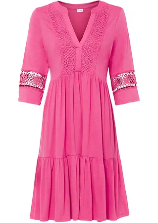 Tunika-Kleid mit Spitze in pink von vorne - bonprix