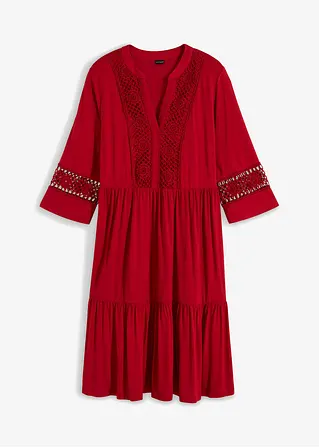 Tunika-Kleid mit Spitze in rot von vorne - bonprix