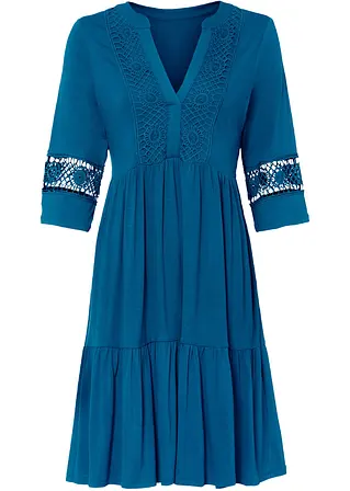 Tunika-Kleid mit Spitze in blau von vorne - bonprix